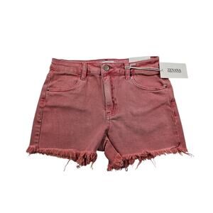 NWT Zenana light pink raw hem stretch pull on jean shorts stretch summer S NEW